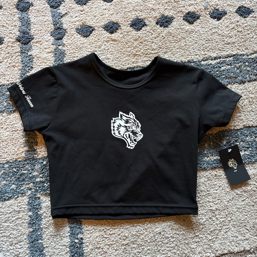 Darc Sport Black Crop Top with Wolf Graphic